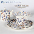 Décalcomanies en bleu décoratif bleu assortiment de vaisselle en porcelaine cafetière